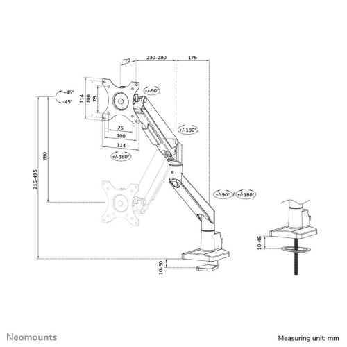 Neomounts DS70-250BL1 uchwyt / stojak do monitorów 88,9 cm (35