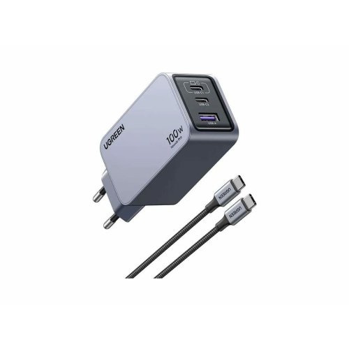 Ugreen Nexode Pro EU 3-Port GaN PD Fast Charger With USB-C Cable Uniwersalne Czarny, Szary Prąd przemienny Szybkie ładowanie Wewnętrzna