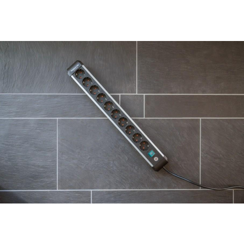 Brennenstuhl 1391030000 rozgałęziacz 3 m 10 x gniazdo sieciowe Wewnętrzna Czarny, Srebrny-23946469