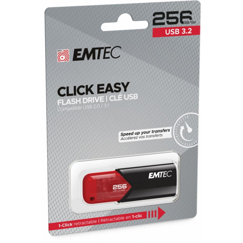Emtec Click Easy pamięć USB 256 GB USB Typu-A 3.2 Gen 1 (3.1 Gen 1) Czarny, Czerwony-23959354