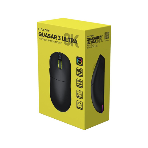 HATOR Quasar 3 Ultra 8K Wireless myszka Gaming Oburęczny RF Wireless + Bluetooth + USB Type-A Optyczny 30000 DPI-239603