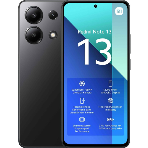 Smartfon Xiaomi Redmi Note 13 8/256GB Midnight Black brak NFC (OUTLET)