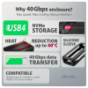 EEM2-40G Obudowa zewnętrzna aluminiowa USB4 Gen 3x2 M.2 SSD NVMe 40Gbps passive, USB-C cable, silicon sleeve-24087423