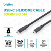 Kabel połączeniowy silikonowy USB-C-USB-C | USB 4 ver.2.0 80Gbps | 8K@60Hz | PD 3.1 240W| 0,5m | czarny-24094796