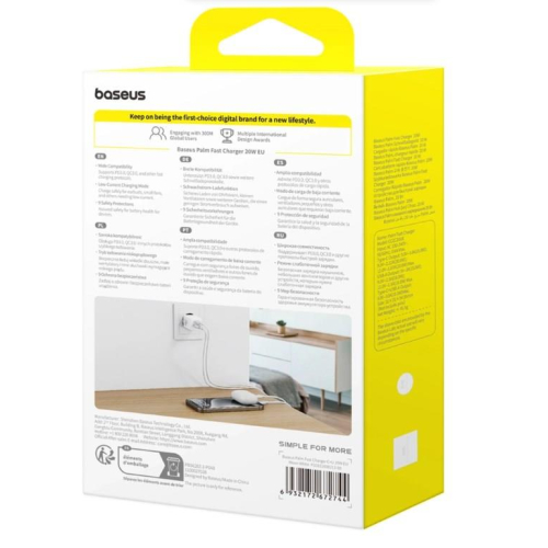 Ładowarka sieciowa Baseus Palm 20W USB-C USB-A - biała-24051837