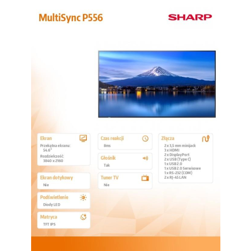 Monitor wielkoformatowy MultiSync P556 55 cali UHD 700cd/m2 24/7-24084940