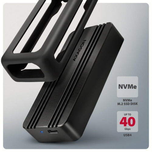 EEM2-40G Obudowa zewnętrzna aluminiowa USB4 Gen 3x2 M.2 SSD NVMe 40Gbps passive, USB-C cable, silicon sleeve-24087422