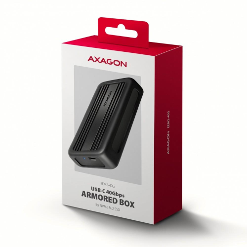 EEM2-40G Obudowa zewnętrzna aluminiowa USB4 Gen 3x2 M.2 SSD NVMe 40Gbps passive, USB-C cable, silicon sleeve-24087433