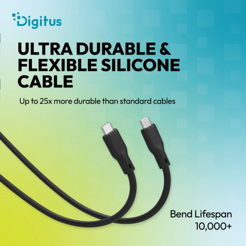 Kabel połączeniowy silikonowy USB-C-USB-C | USB 4 ver.2.0 80Gbps | 8K@60Hz | PD 3.1 240W| 0,5m | czarny-24094797