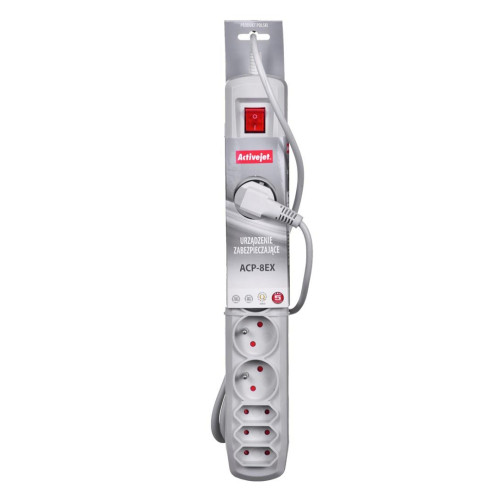 Listwa przeciwprzepięciowa Activejet APN-8g/5m-GR (3 x Typ C, 5 x UTE; 10 A; 5m; kolor szary)-534705