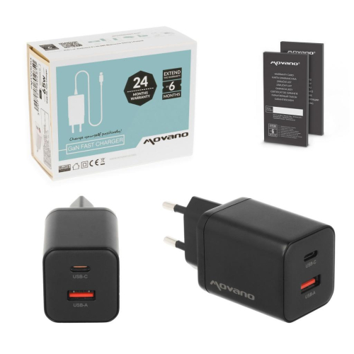 Ładowarka Movano GaN 45W USB-C PD + USB-A (black)-24145614