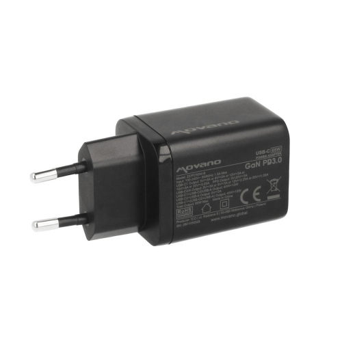 Ładowarka Movano GaN 65W 2x USB-C PD + USB-A (black)-24145655