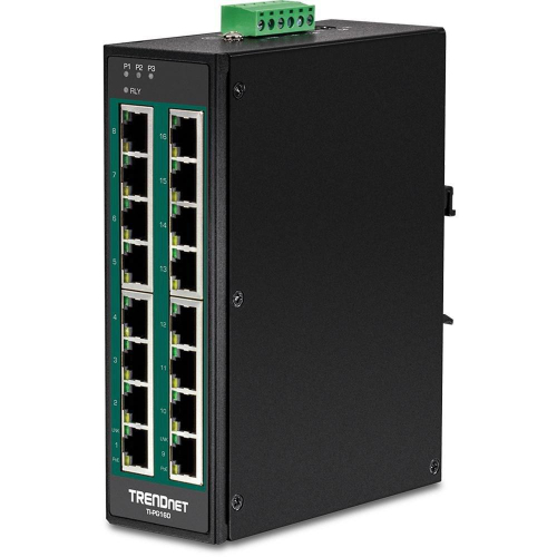 TRENDnet Industrie Switch 16 Port Gbit PoE+ DIN-Rail Metall