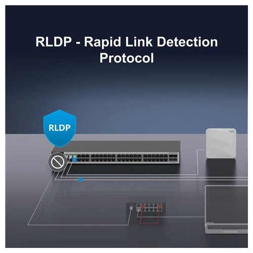 Zarządzalny Switch Ruijie L2+ | 48 portów 1Gbit + 4 porty SFP 2.5Gbit | 2 wentylatory, 1 wbudowany zasilacz AC | Rack-
