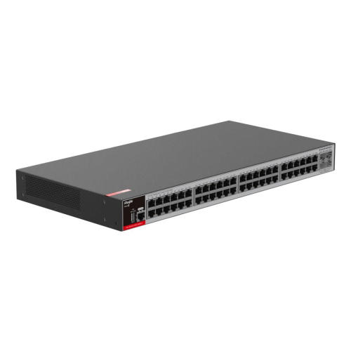 Zarządzalny Switch Ruijie L2+ | 48 portów 1Gbit + 4 porty SFP 2.5Gbit | 2 wentylatory, 1 wbudowany zasilacz AC | Rack-
