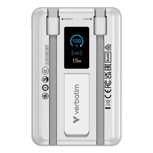Verbatim 32273 bank mocy Litowo-polimerowy (LiPo) 10000 mAh Bezprzewodowe ładowanie Srebrny-24172128