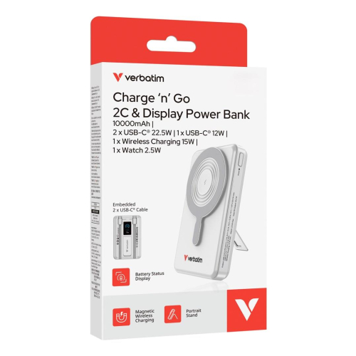 Verbatim 32273 bank mocy Litowo-polimerowy (LiPo) 10000 mAh Bezprzewodowe ładowanie Srebrny-24172130