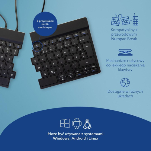 R-Go Tools Ergonomiczna klawiatura R-Go Split Break v2 z oprogramowaniem break, QWERTZ_DE, przewodowa, czarna-24186555