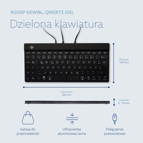 R-Go Tools Ergonomiczna klawiatura R-Go Split Break v2 z oprogramowaniem break, QWERTZ_DE, przewodowa, czarna-24186556