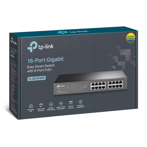 TP-Link TL-SG1016PE przełącznik sieciowy Zarządzany L2 Gigabit Ethernet (10/100/1000) Obsługa PoE Czarny-24273620