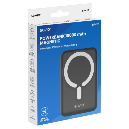 SAVIO POWERBANK 10000 MAH MAGNETYCZNY CZARNY BA-12-24328832