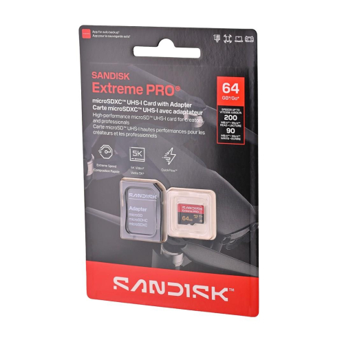 Sandisk Extreme Pro microSD UHS-I 64GB MicroSD 200MB/s(R) / 90MB/s(W)-24447635