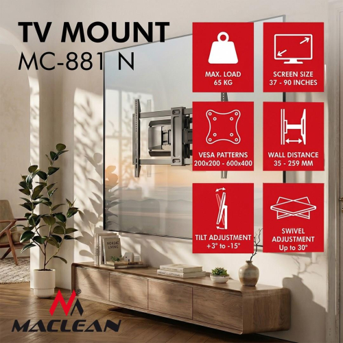 MACLEAN UCHWYT / WIESZAK DO TELEWIZORA, MAX. VESA 600X400, 37-90