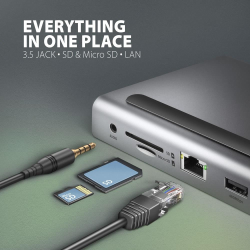 Axagon HMC-4KX3 stacja dokująca Przewodowa USB 3.2 Gen 1 (3.1 Gen 1) Type-C Szary-24488995