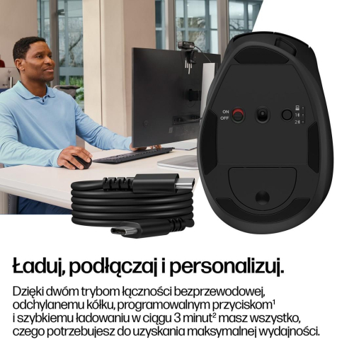 Mysz HP Tilt Ergonomic Black Mouse 720M Wireless / Bluetooth bezprzewodowa czarna BH0Z4AA-24503722