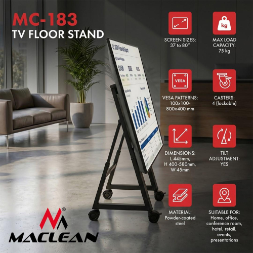 MACLEAN WÓZEK / STOJAK PODŁOGOWY DO TV, 37-80