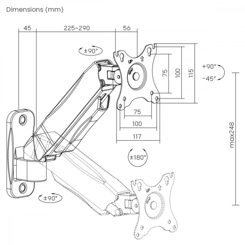 Uchwyt naścienny 17-32 cali 9kg max MC-979 sprężyna mechaniczna-24523568