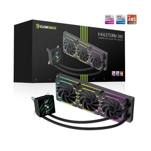 Gamemax CPU Liquid Cooler | HAILSTORM 360 LCD BK | Black