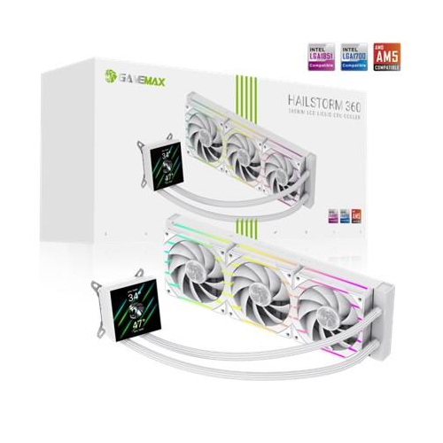 Gamemax CPU Liquid Cooler | HAILSTORM 360 LCD WH | White