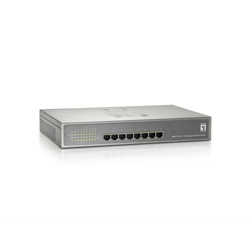 Przełącznik LevelOne GB PoE+ 8-portowy 19-calowy 123W 1Gbps