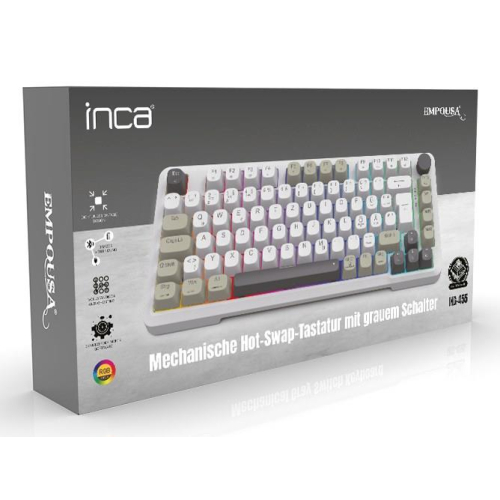 Inca IKG-455 klawiatura Gaming USB + RF Wireless + Bluetooth QWERTY Niemiecki Biały-24567474