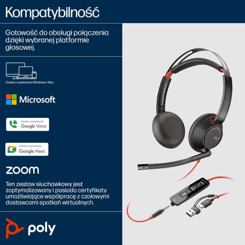 Poly Blackwire 5220 Stereo USB-C Headset +3.5mm Plug +USB-C/A Adapter-24568342