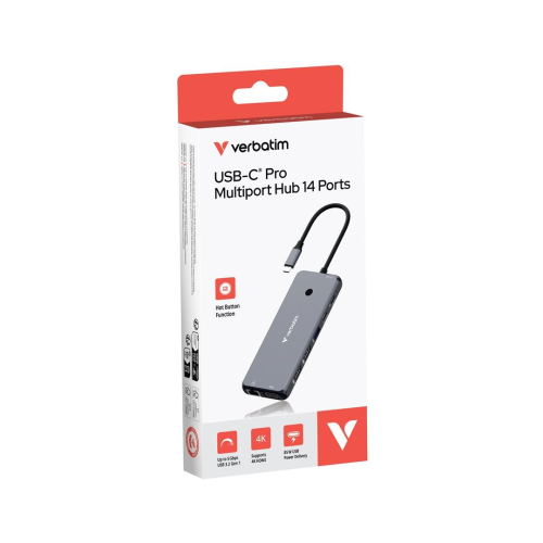 Adapter Verbatim CMH-14 USB Type-C 5000 Mbit/s Srebrny-24602403