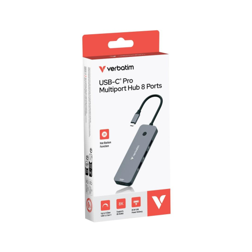 Verbatim CMH-08 USB Type-C 5000 Mbit/s Srebrny-24602407