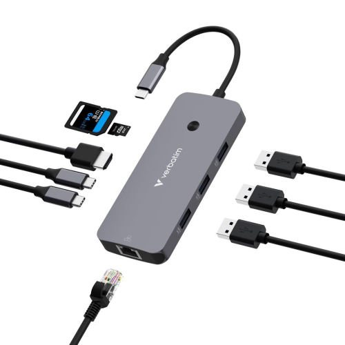 Verbatim CMH-09 USB Type-C 10000 Mbit/s Srebrny-14115410