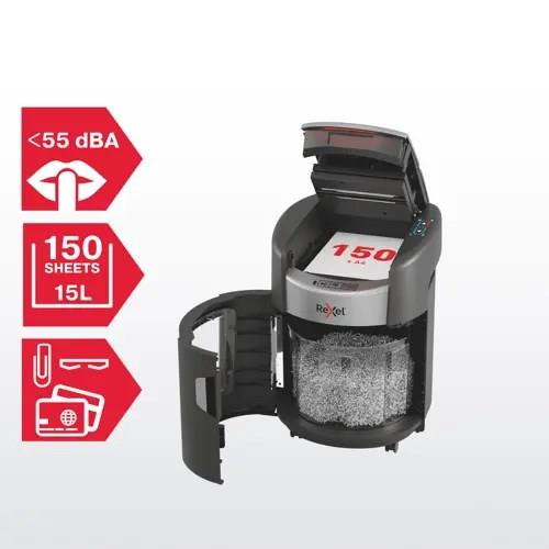 Niszczarka Rexel ShredMax AutoFeed+ 150X, P4, 150 kartek, 15 l kosz-24712532