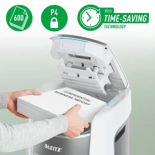 Niszczarka Leitz IQ Optimax AutoFeed 600, P4, 600 kartek, 50 l kosz-24712674