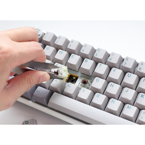 Ducky One 3 Mist Grey Mini Gaming Tastatur, RGB LED - MX-Silent-Red-24870120