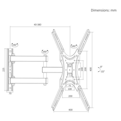 MACLEAN UCHWYT WIESZAK DO TV 32-55'' UCHWYT / WIESZAK DO TV MACLEAN, MAX VESA 400X400, 32-55