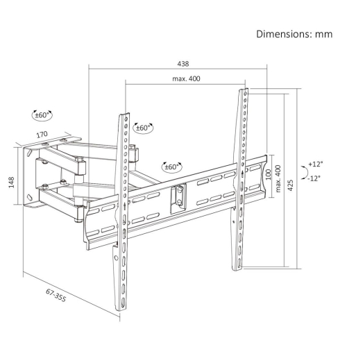 MACLEAN UCHWYT WIESZAK DO TV UCHWYT WIESZAK DO TV 32-70''MAX VESA 400X400, 32-70