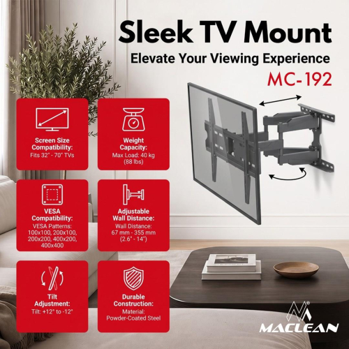 MACLEAN UCHWYT WIESZAK DO TV UCHWYT WIESZAK DO TV 32-70''MAX VESA 400X400, 32-70