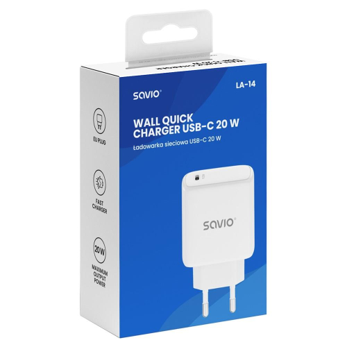 SAVIO ŁADOWARKA SIECIOWA LA-14 20W POWER DELIVERY 3.0, BIAŁA-24985406