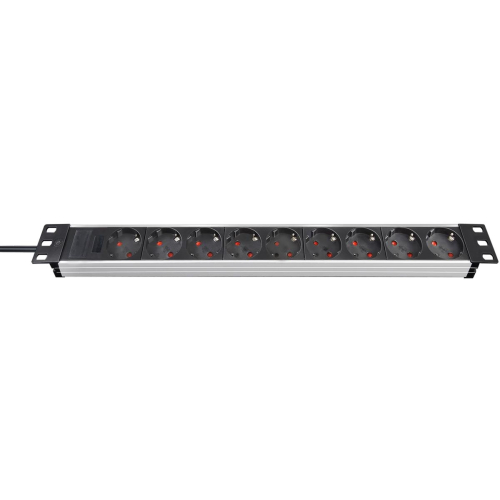 Brennenstuhl 1390007009 rozgałęziacz 2 m 9 x gniazdo sieciowe Aluminium, Czarny