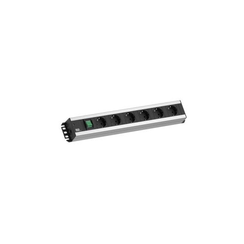 Bachmann Handwerkerleiste 6-fach 90?,19"-kompatibel, schwarz 2,0m, mit Schalter