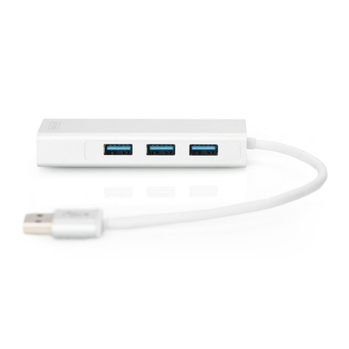 HUB 3-portowy USB 3.0 SuperSpeed z LANGigabit LAN adapter, aluminium-24999746