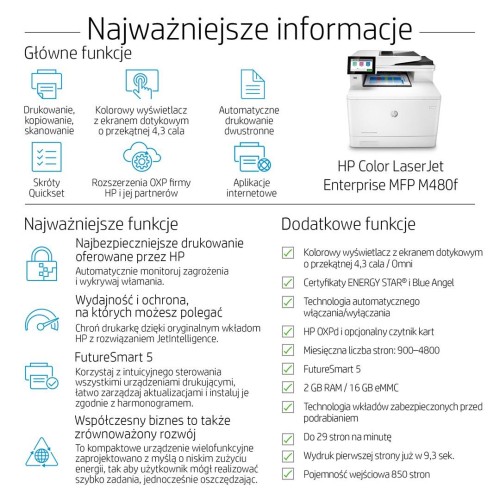 Drukarka HP Color LaserJet Enterprise M480f-25001594